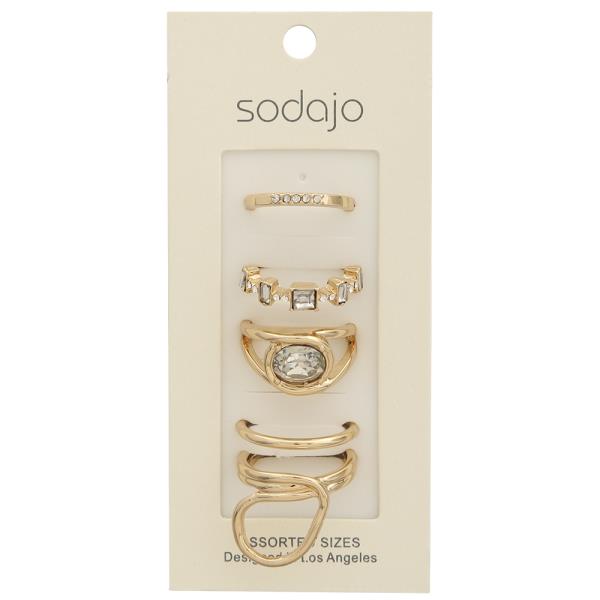 SODAJO ASSORTED METAL RHINESTONE RING SET