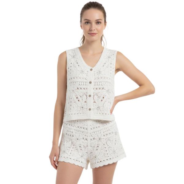 CROCHET LACE BUTTON FRONT VEST