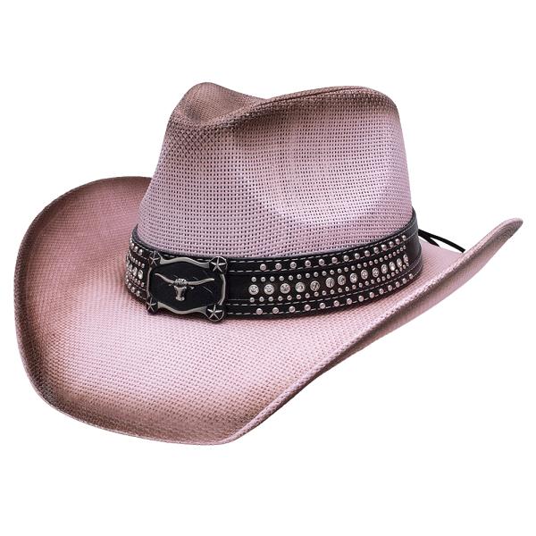 WESTERN STYLE FAUX LEATHER BAND COWBOY HAT