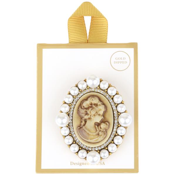 PEARL EPOXY CAMEO BROOCH PIN