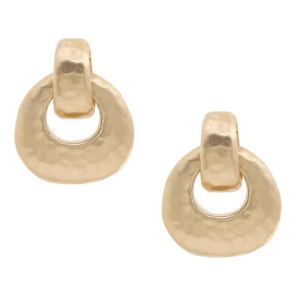 ROUND TEXTURED DESIGN METAL EARRING