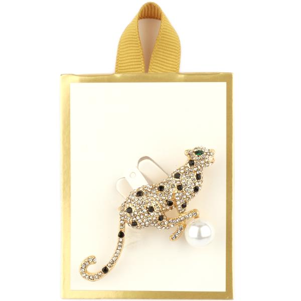 PEARL RHINESTONE ANIMAL BROOCH PIN