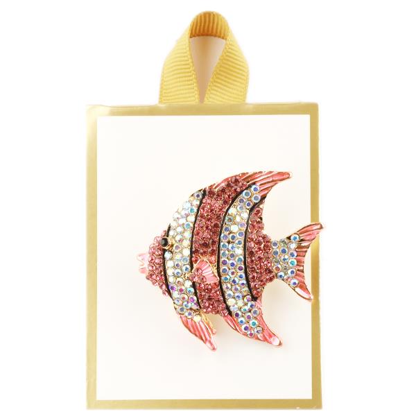 RHINESTONE SEA LIFE FISH BROOCH PIN