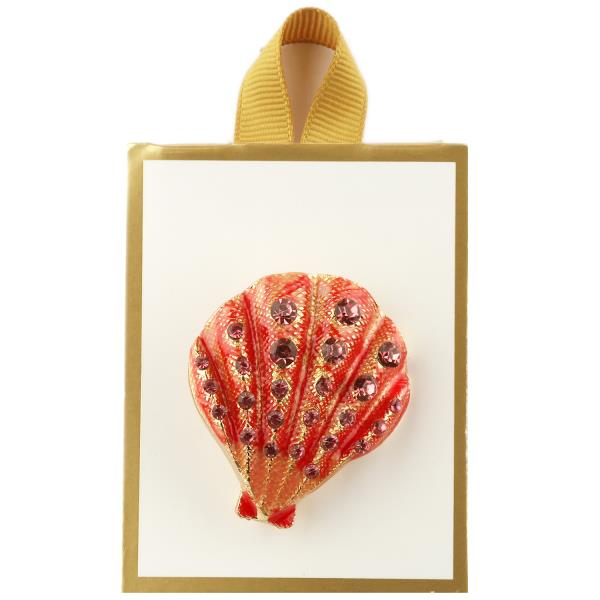 EPOXY RHINESTONE SEA LIFE SHELL BROOCH PIN