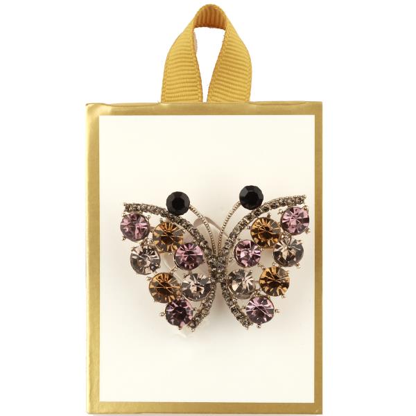 RHINESTONE BUTTERFLY BROOCH PIN