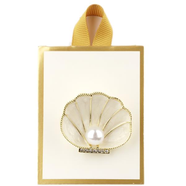 PEARL EPOXY SEA LIFE SHELL BROOCH PIN