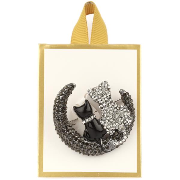 RHINESTONE CAT BROOCH PIN