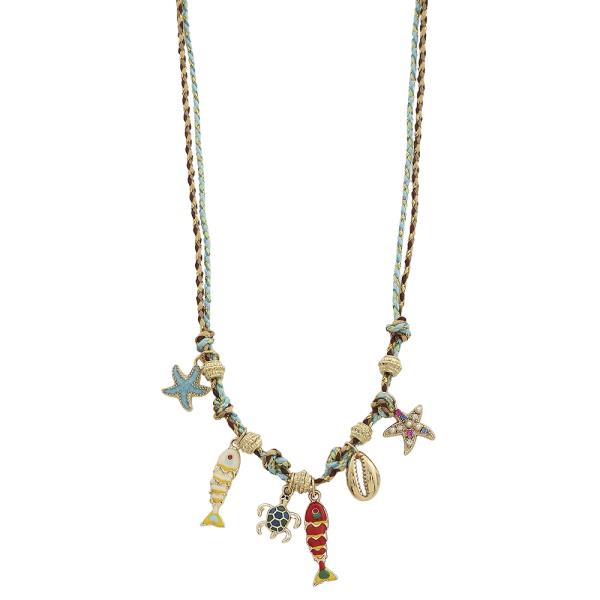 FABRIC EPOXY SEA LIFE CHARM NECKLACE