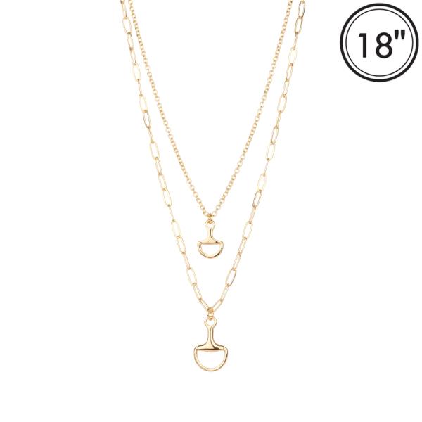METAL HORSEBIT LINK LAYERED NECKLACE