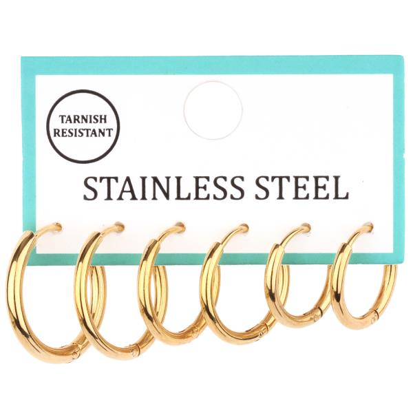STAINLESS 3PAIR HOOP EARRING