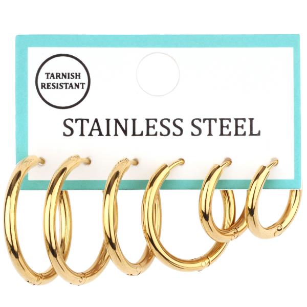 STAINLESS 3PAIR HOOP EARRING