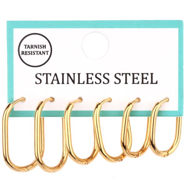 STAINLESS 3PAIR HOOP EARRING