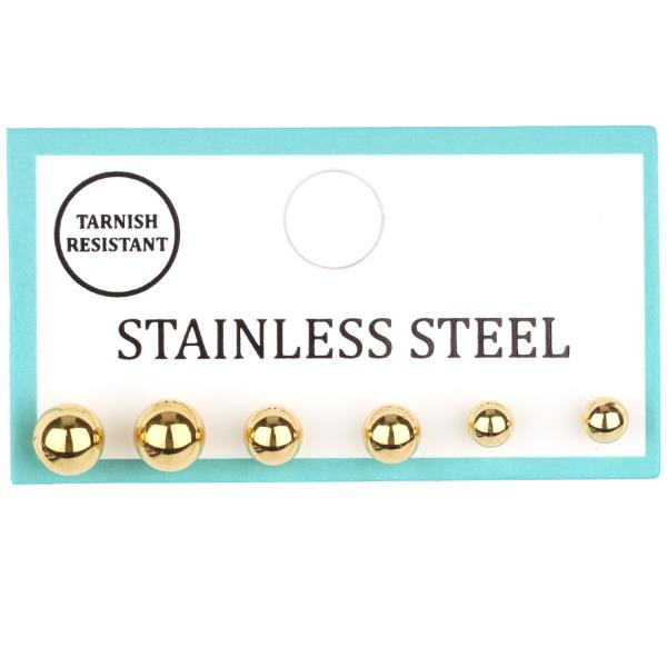 METAL STAINLESS 3PAIR POST EARRING