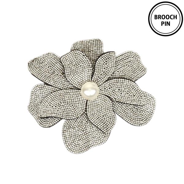 PAVE FLOWER BROOCH PIN