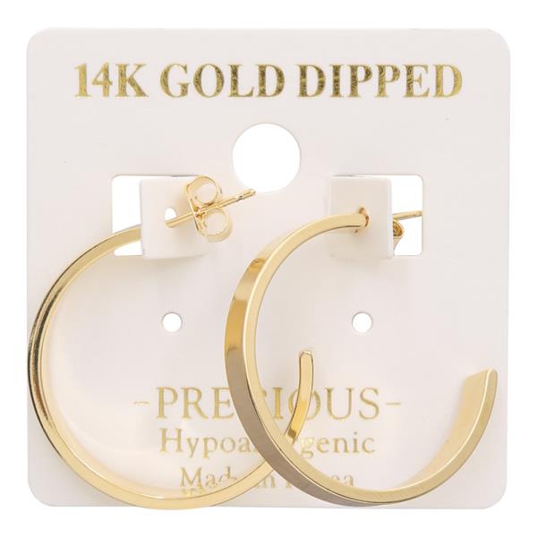 OPEN ROUND 14K GOLD DIPPED METAL HOOP EARRING