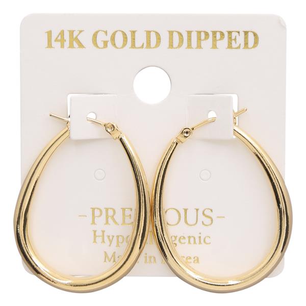 ROUND TEAR DROP SHAPE 14K GOLD DIPPED EARRING