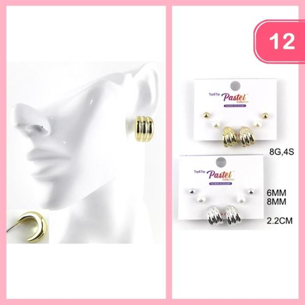MIXED POST HOOP EARRING (12 UNITS)