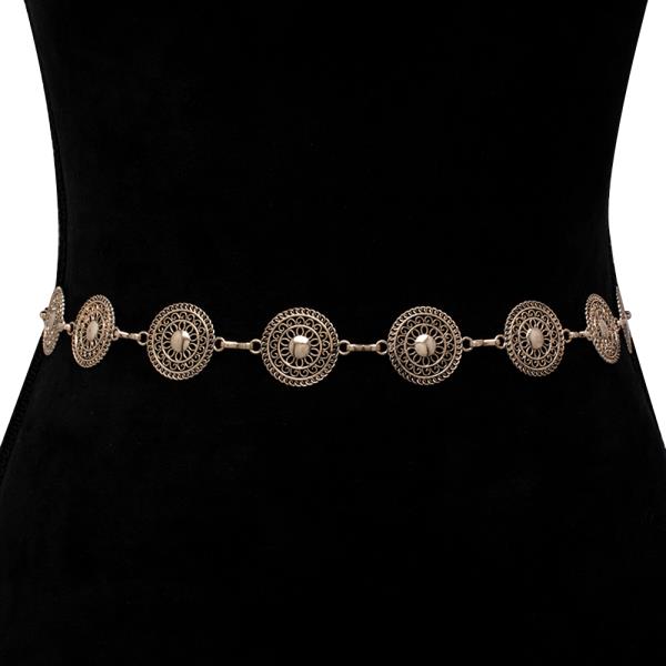 ROUND METAL DESIGN HOOK BELT