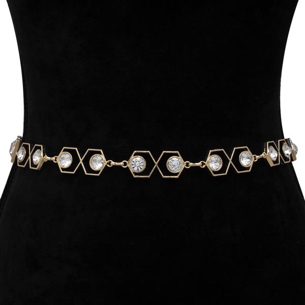 GEOMETRIC SHAPE CRYSTAL DESIGN LINK HOOK BELT