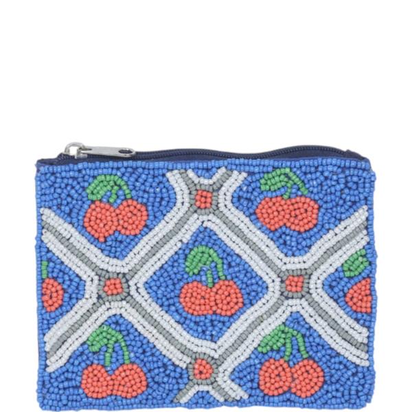 SEED BEAD CHERRY COIN PURSE BAG
