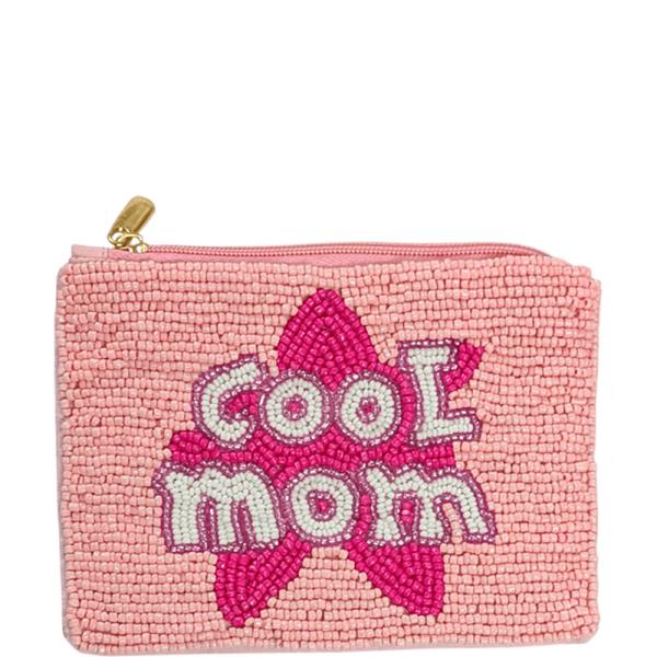 SEED BEAD COOL MOM LETTERING COIN PURSE BAG
