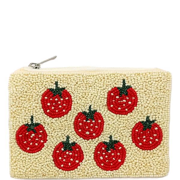 SEED BEAD STRAWBERRY COIN PURSE BAG