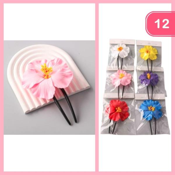 ARTIFICIAL HIBISCUS HAIR PIN (12 UNITS)