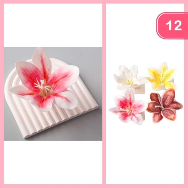 ARTIFICIAL TROPICAL LILY HAIR CLIP (12 UNITS)