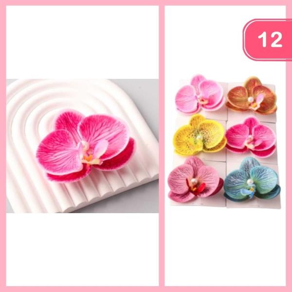 ARTIFICIAL MOTH ORCHID HAIR CLIP (12 UNITS)