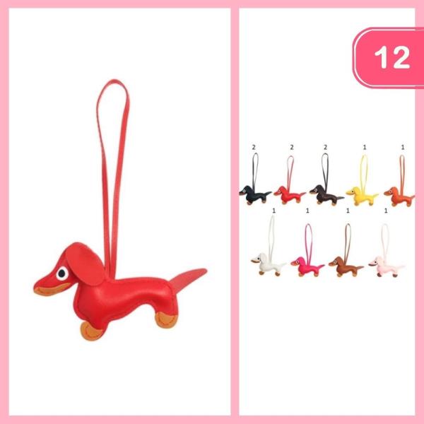 DACHSHUND SHAPED KEYCHAIN AND BAG CHARM (12 UNITS)