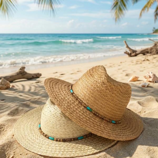 BOHO STONE BAND STRAW HAT