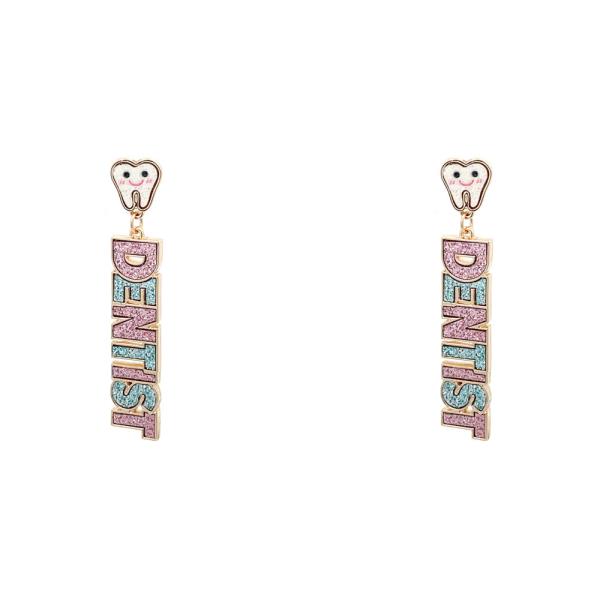 METAL NOVELTY DENTIST DANGLE EARRING