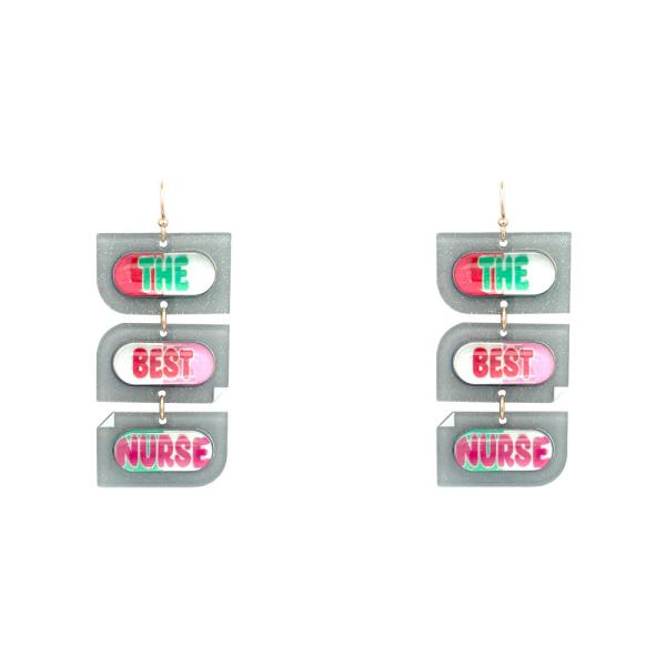 METAL NOVELTY NURSE MULTI DROP DANGLE EARRING