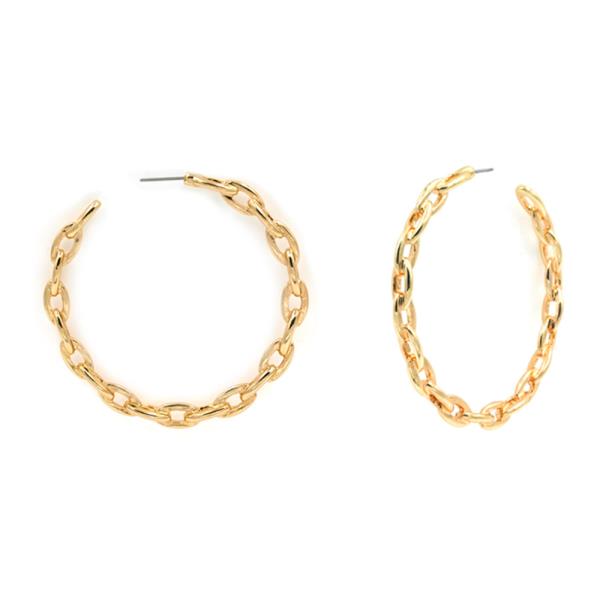 METAL BRAIDED CHAIN HOOP EARRING