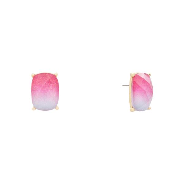 STONE RECTANGLE STUD EARRING