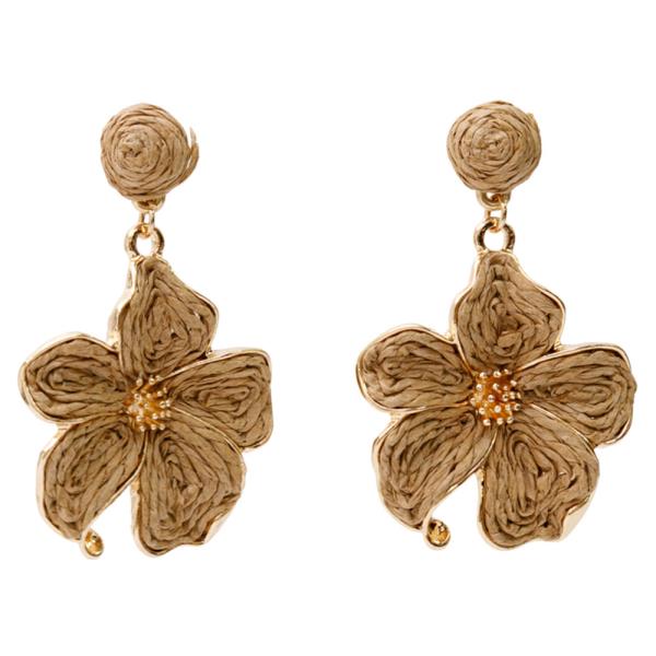 RAFFIA STRAW FLOWER EARRINGS