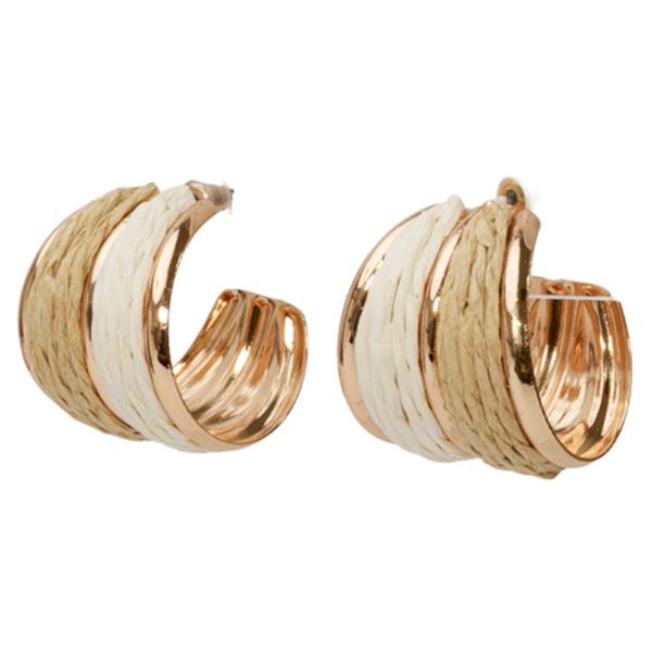 TWO TONE STRAW HOOP EARRINGS