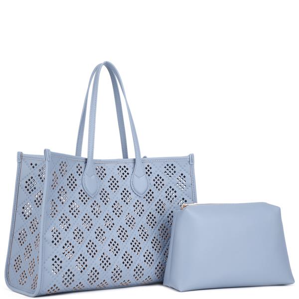 2IN1 VENTED PATTERN DESIGN TOTE BAG W POUCH SET