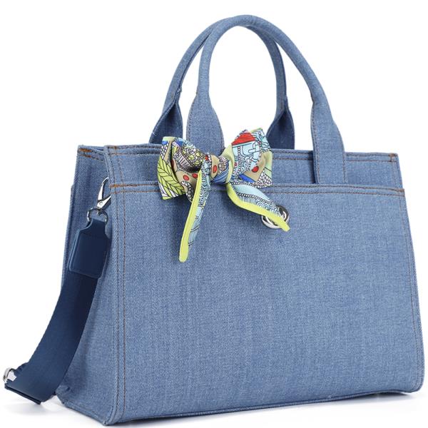 DENIM TEXTURED CHIC SATCHEL BAG