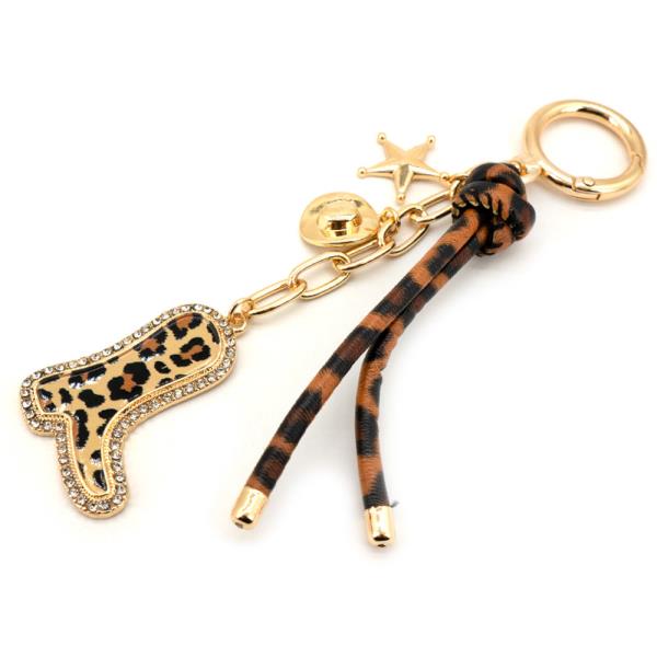 LEOPARD PRINT WESTERN KEYCHAIN
