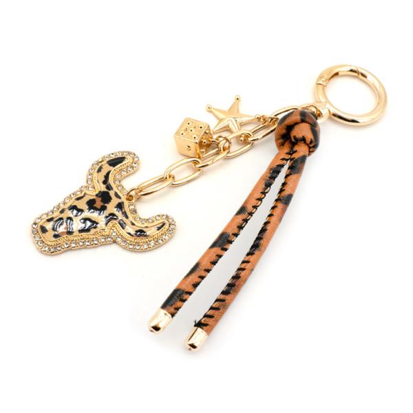 LEOPARD PRINT WESTERN COW KEYCHAIN