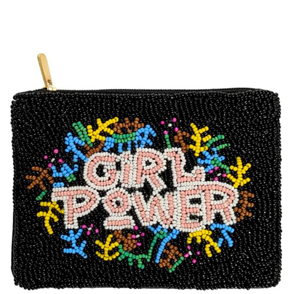 SEED BEAD GIRL POWER COIN PURSE BAG