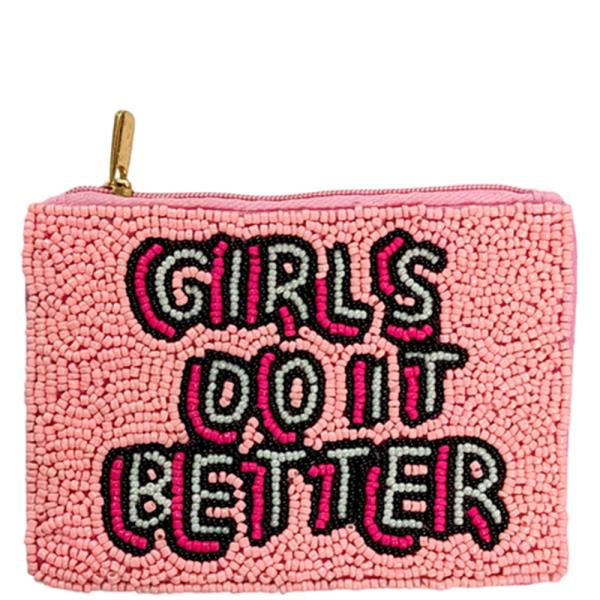 SEED BEAD GIRLS DO IT BETTER COIN PURSE BAG
