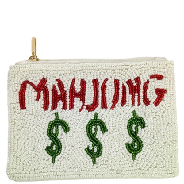 SEED BEAD MAHJONG MONEY COIN PURSE BAG
