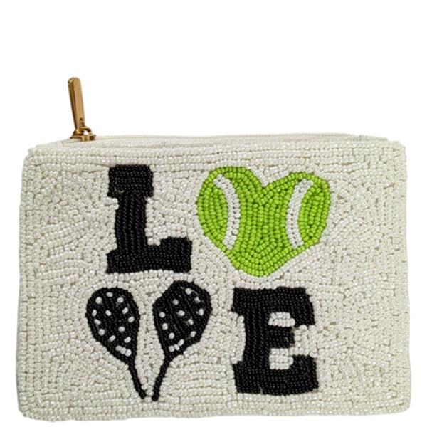 SEED BEAD LOVE TENNIS COIN PURSE BAG