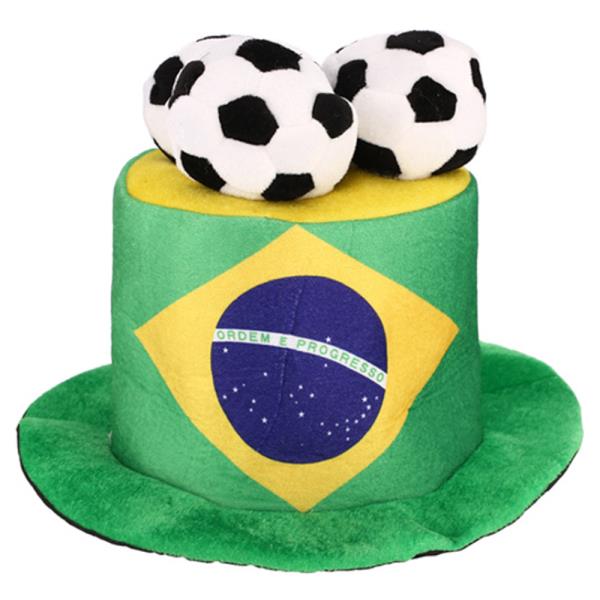 SOCCER BALL TOP BRAZIL FLAG FAN HAT