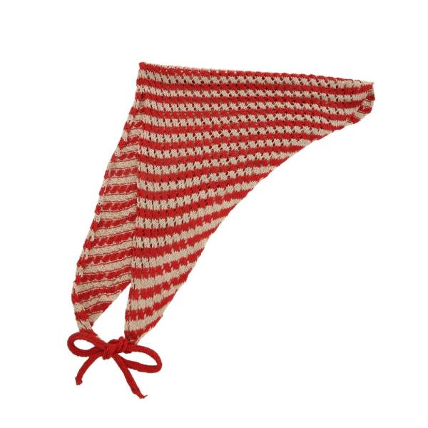 STRIPE CROCHET BOW TIE TRIANGLE HEAD SCARF