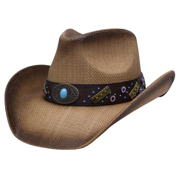 OVAL STONE STUD DESIGN COWBOY HAT