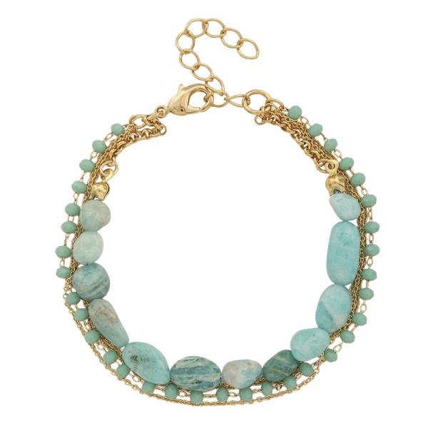 SODAJO LAYER STONE BEAD CHAIN LINK BRACELET