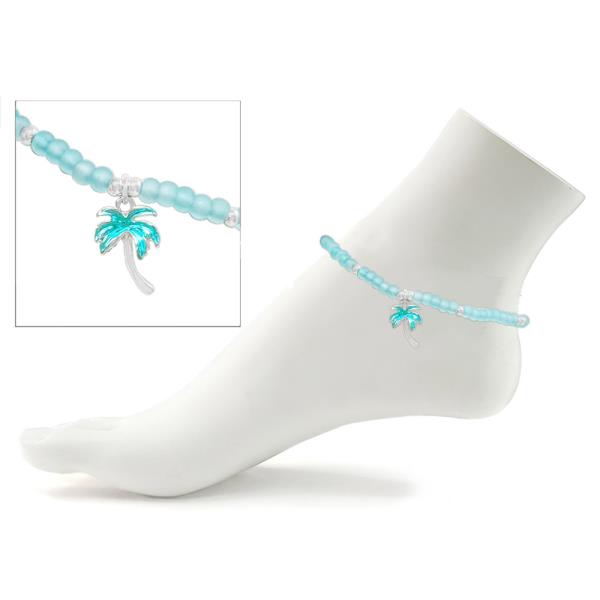 TROPICAL PALM TREE  EPOXY GLASS BEAD ANKLE